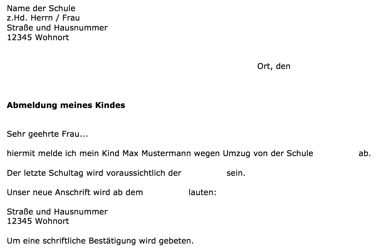 Muster Schulabmeldung pdf/word CONVICTORIUS